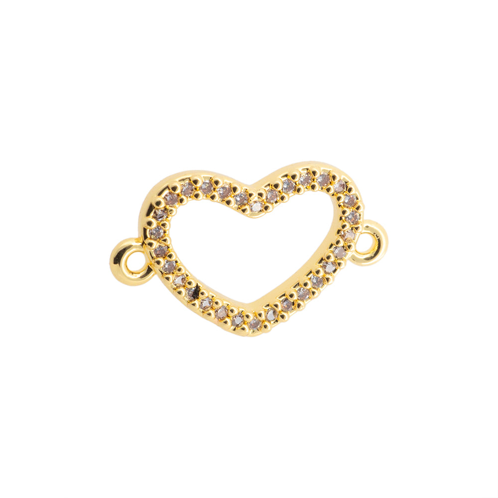 Separador Corazón con Circonia 17.5x10.5mm Dorado