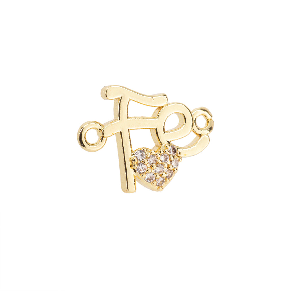 Separador Fe con Corazón y Circonia 15x10.5mm Dorado