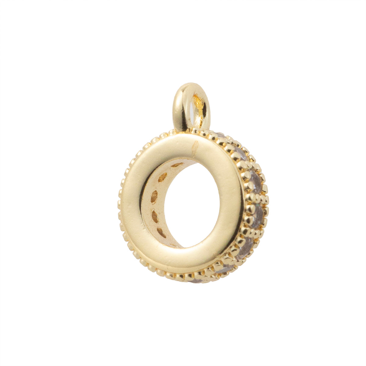 Separador Róndela con Argolla y Circonia 2.8x8mm Dorado