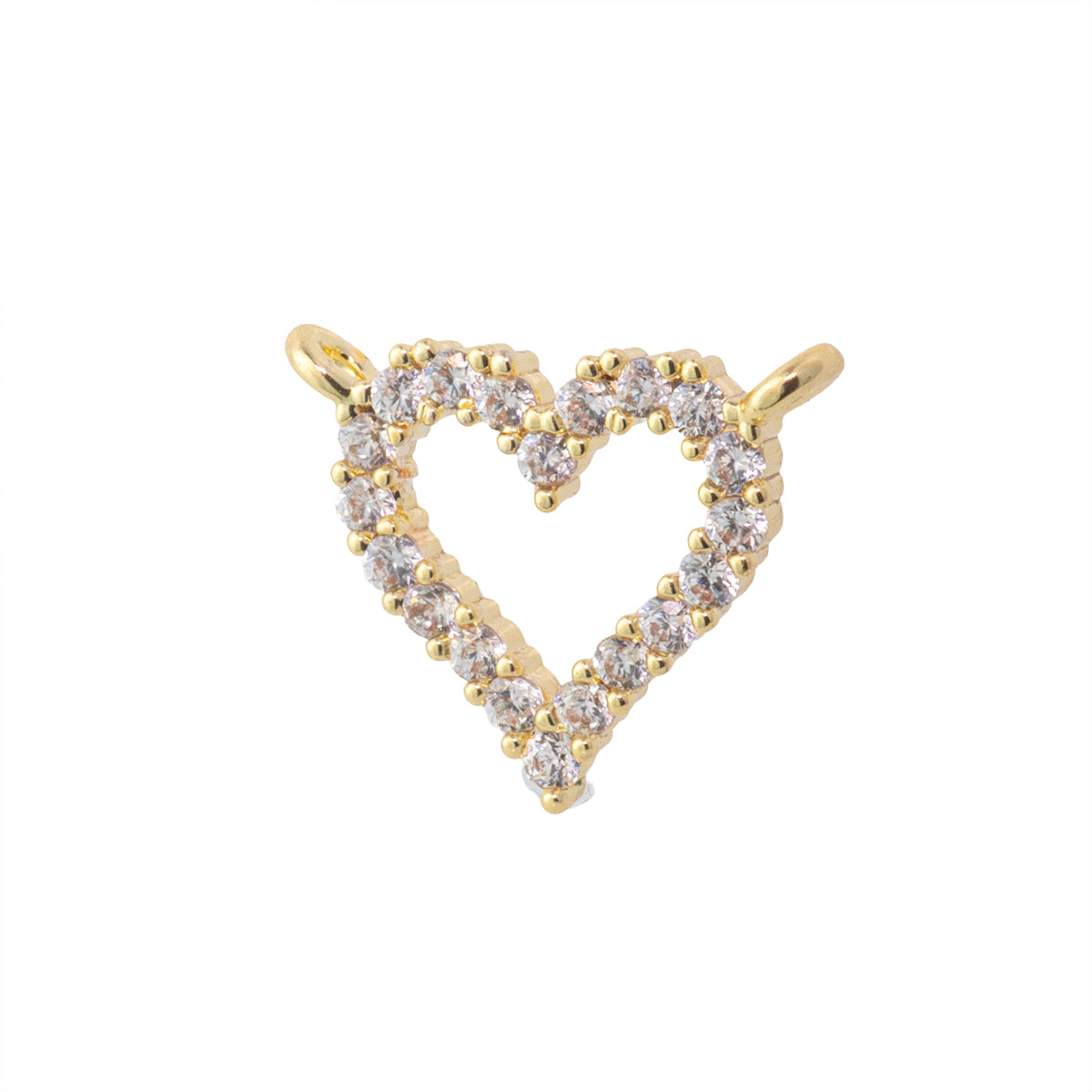 Conector Corazón con Circonia  13x10.5mm Dorado