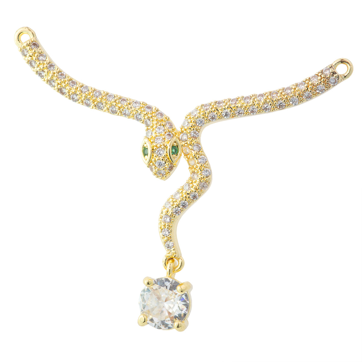 Conector Serpiente con Circonia 41x17mm Dorado