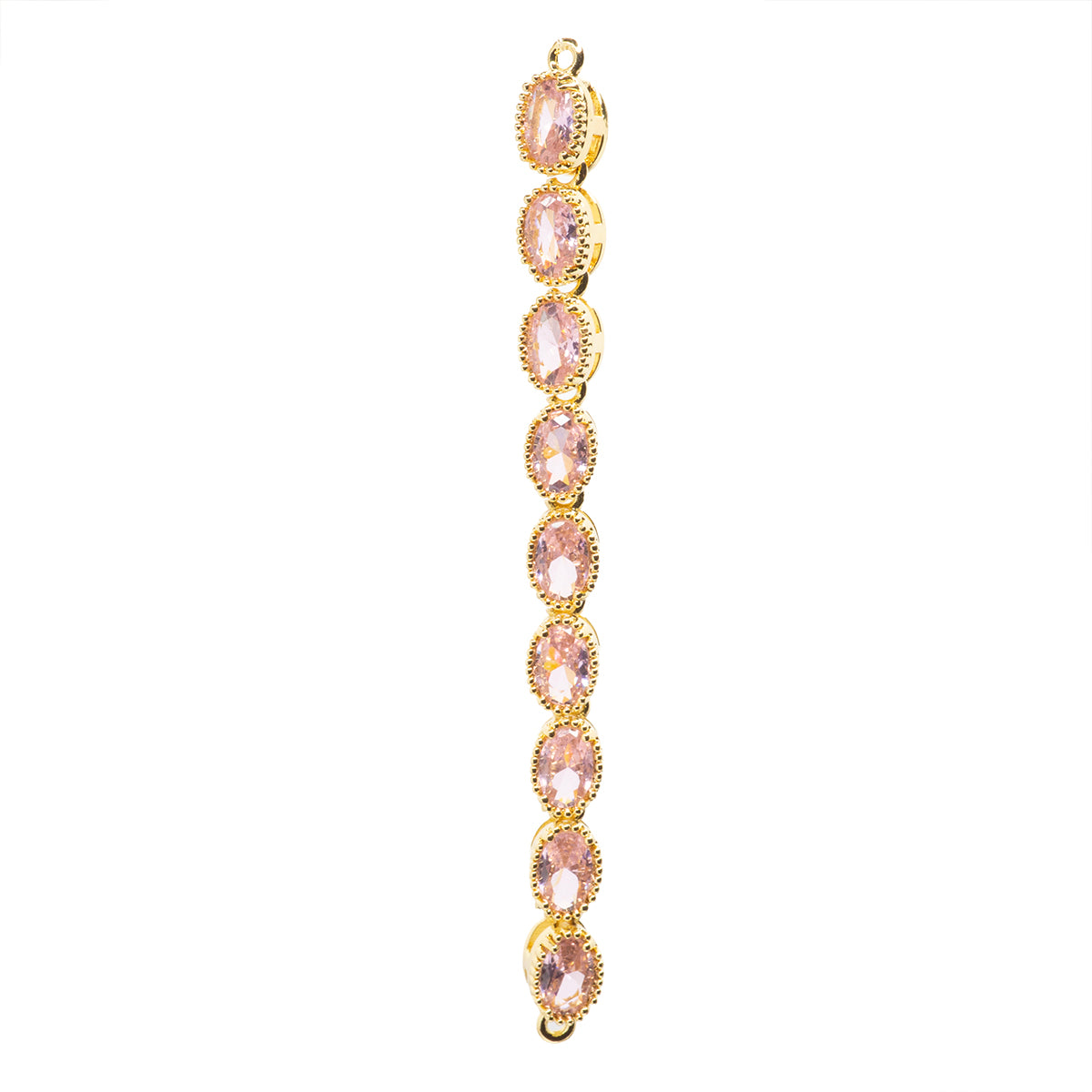 Conector para Pulsera Oval con Circonia Rosa 75x5mm Dorado
