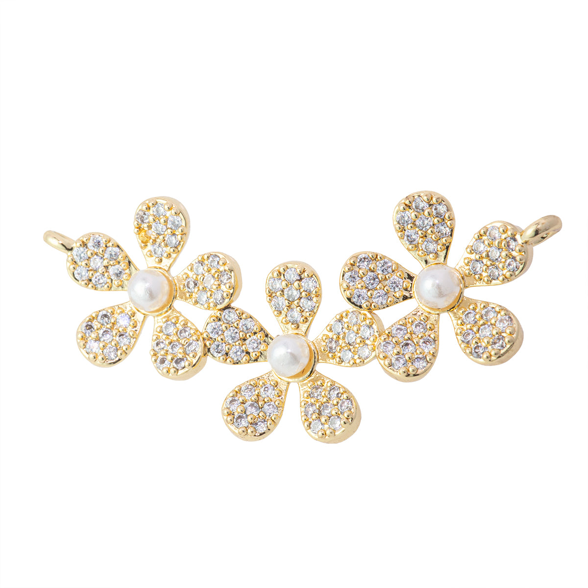 Separador Flor con Circonia 34.5x16mm Dorado