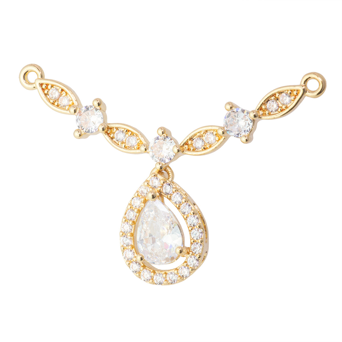 Conector con Circonias piedra Gota Colgante 32.5x18mm Dorado