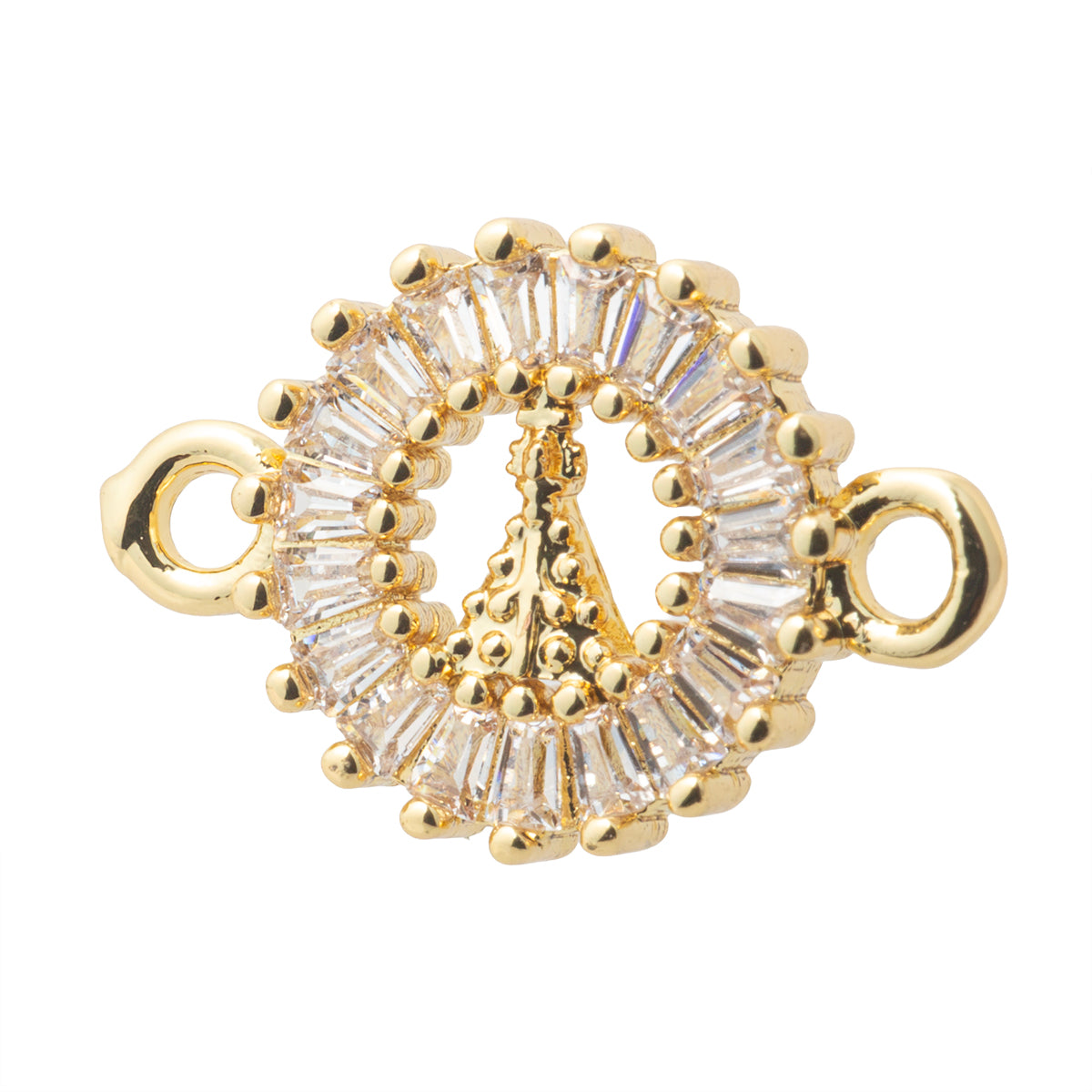 Conector Virgen con Circonia Baguette 17.5x12mm Dorado