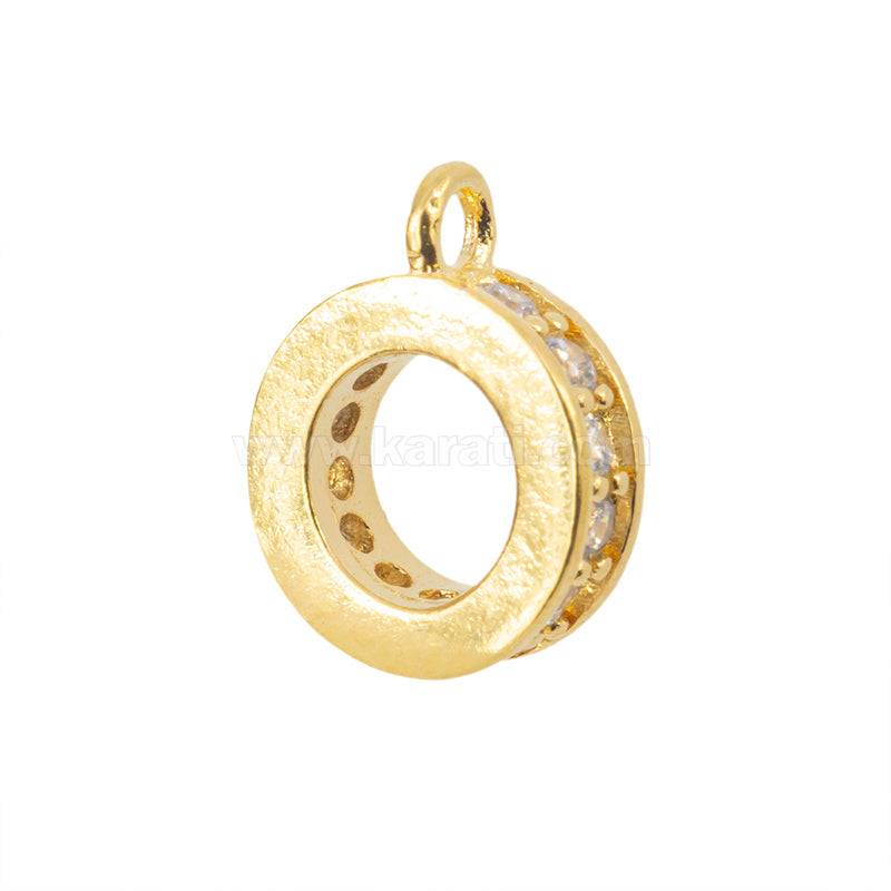 Pasa Cadena Chapa con Circonia Rondela 2.5x9.5mm Dorado