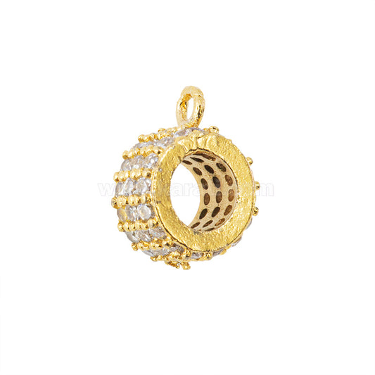 Pasa Cadena Chapa con Circonia 10x4.5mm Dorado