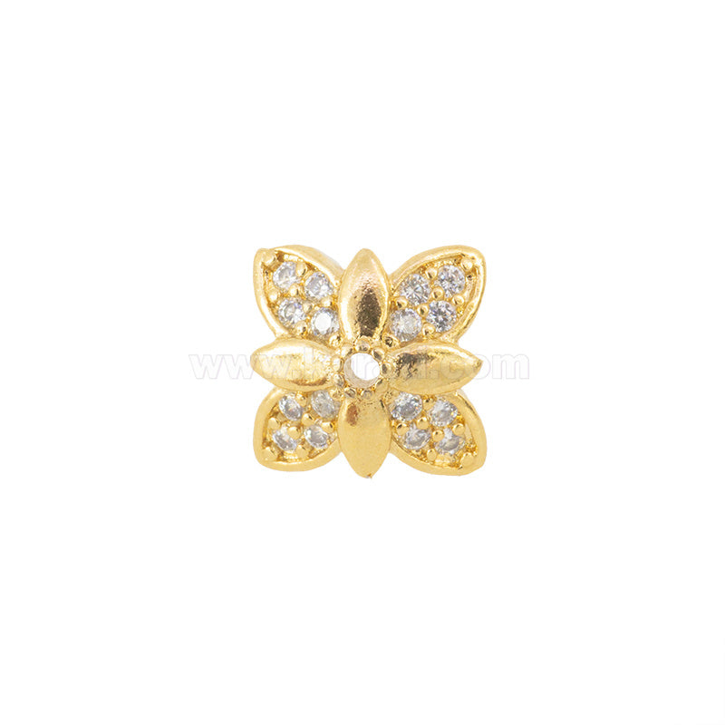 Capuchon Chapa con Circonia Petalos 7mm Dorado