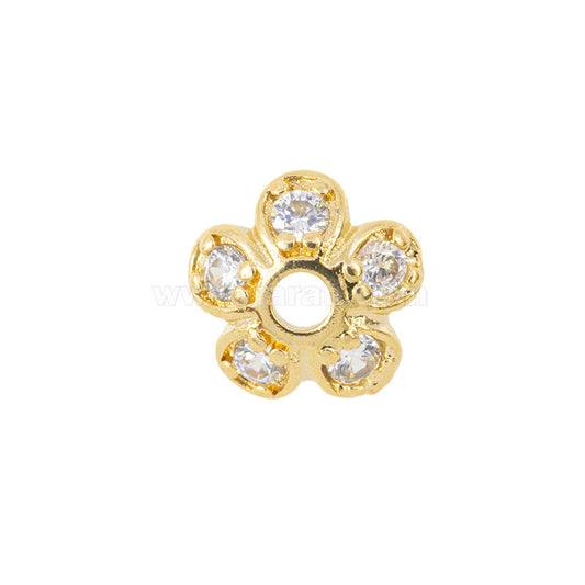 Capuchon Chapa con Circonia Petalos 7.5mm Dorado