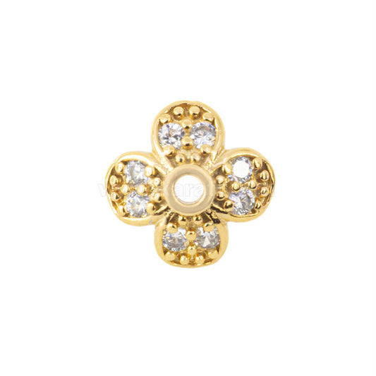 Capuchon Chapa con Circonia Petalos 9mm Dorado