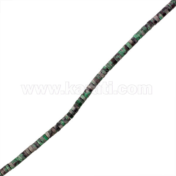 Agata  Heishi Moneda 2x4.5mm Verde