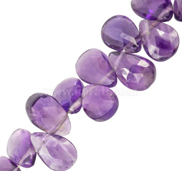 Amatista Gota Facetada Plana 5.5x7-10mm Morado