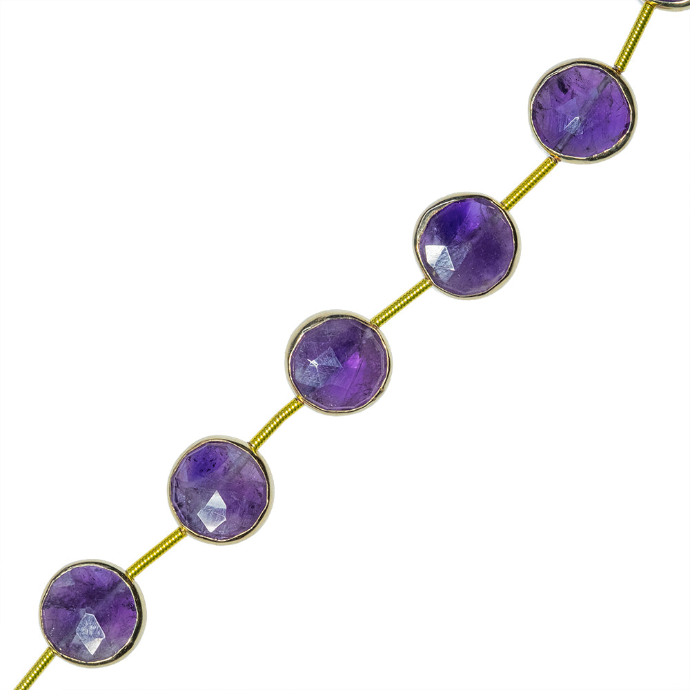 PF Amatista Luneta Facetada con Bisel de Plata 10-11mm Morado