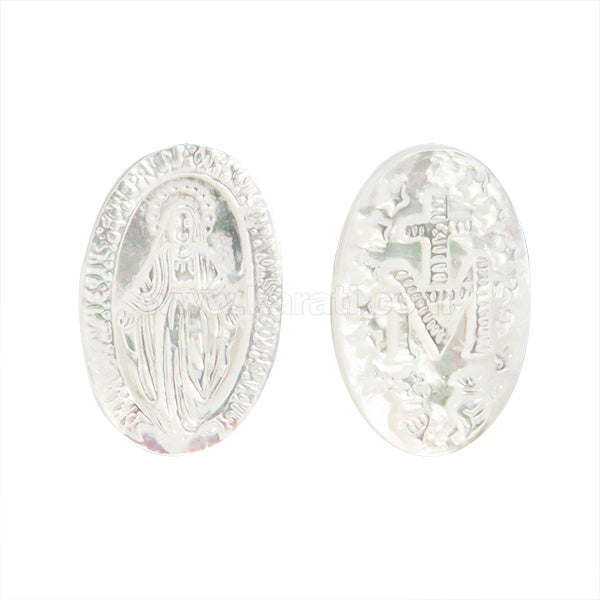Dije Madre Perla Virgen Milagrosa  24x16mm Blanco
