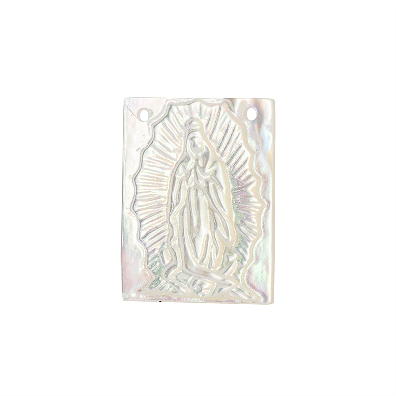 Escapulario Madre Perla Virgen de Guadalupe 15.9x11.9mm Blanco