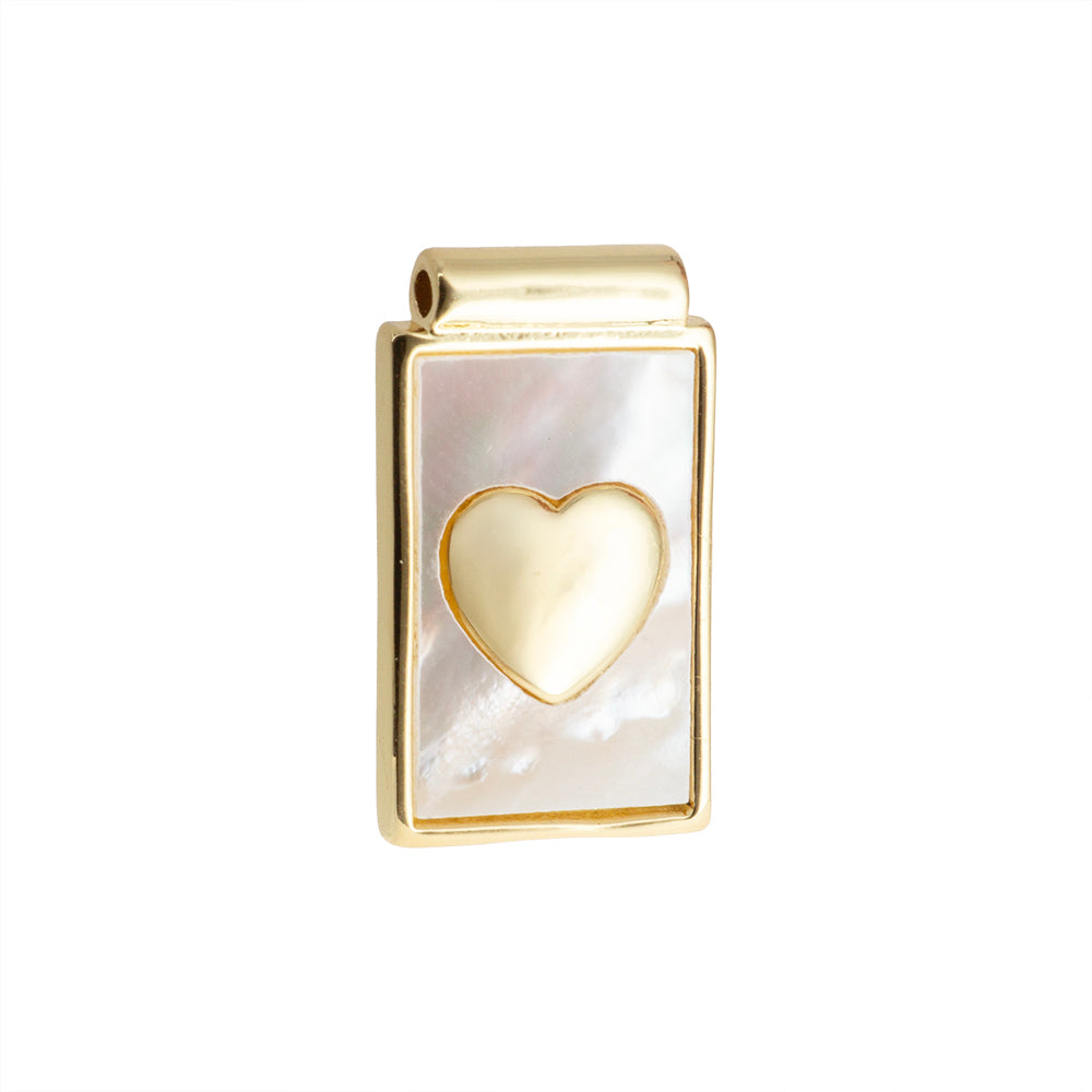 Dije Escapulario Madre Perla Corazón 22.5x13.5mm Dorado