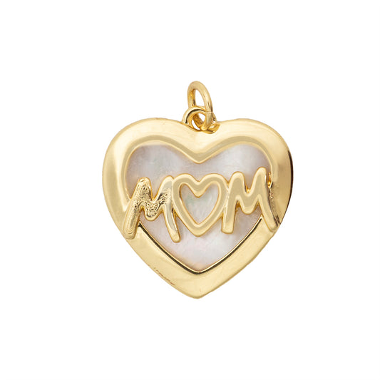 Dije Chapa Corazon con Madre Perla 20mm Dorado