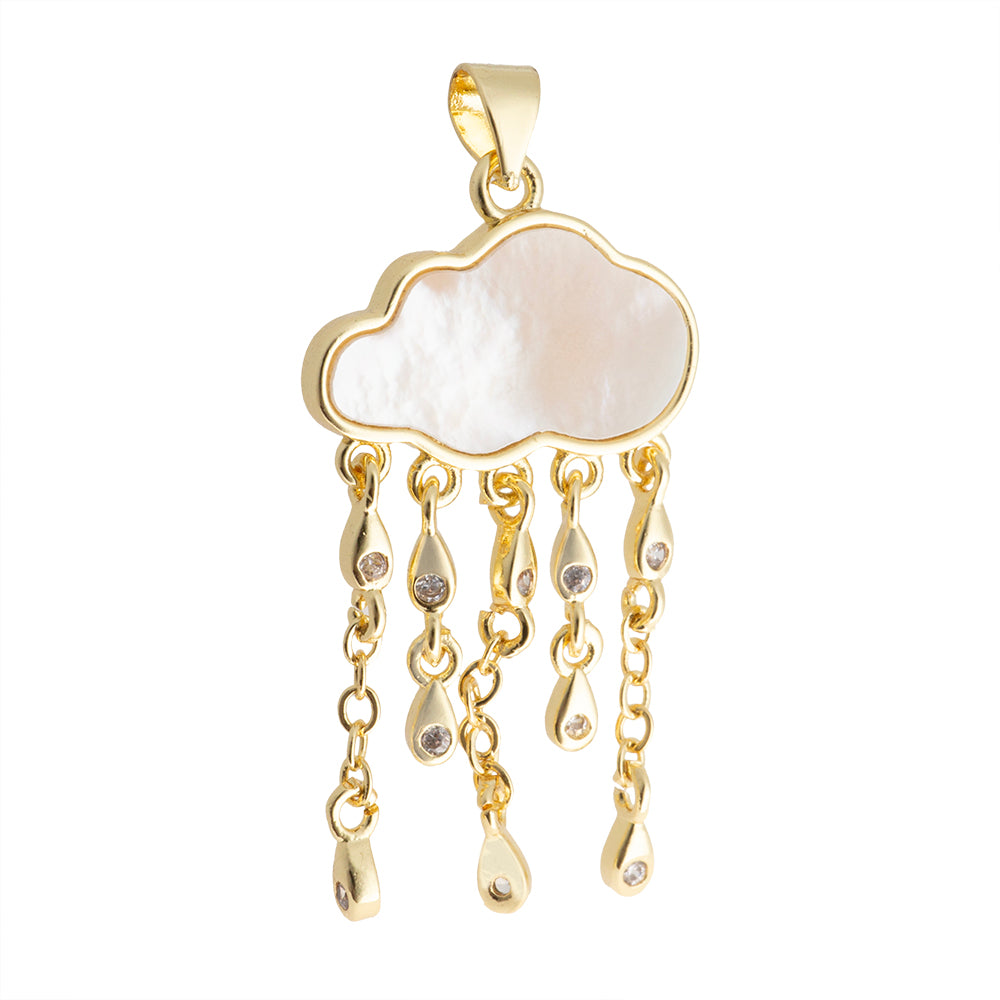 Dije Nube Madre Perla con Circonia 16.5x19.5mm Dorado