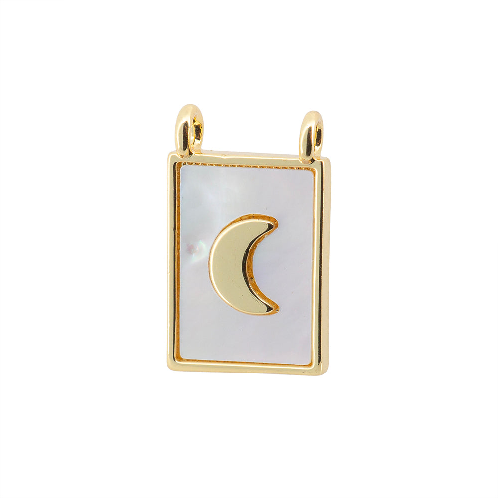 Dije Luna con Madre Perla 18x11mm Dorado