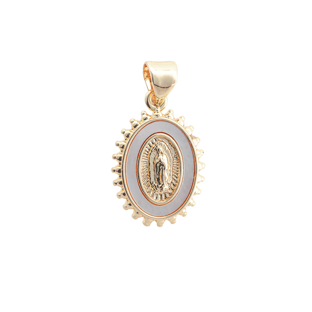 Medalla Virgen de Guadalupe con Madre Perla 19x13mm Dorado