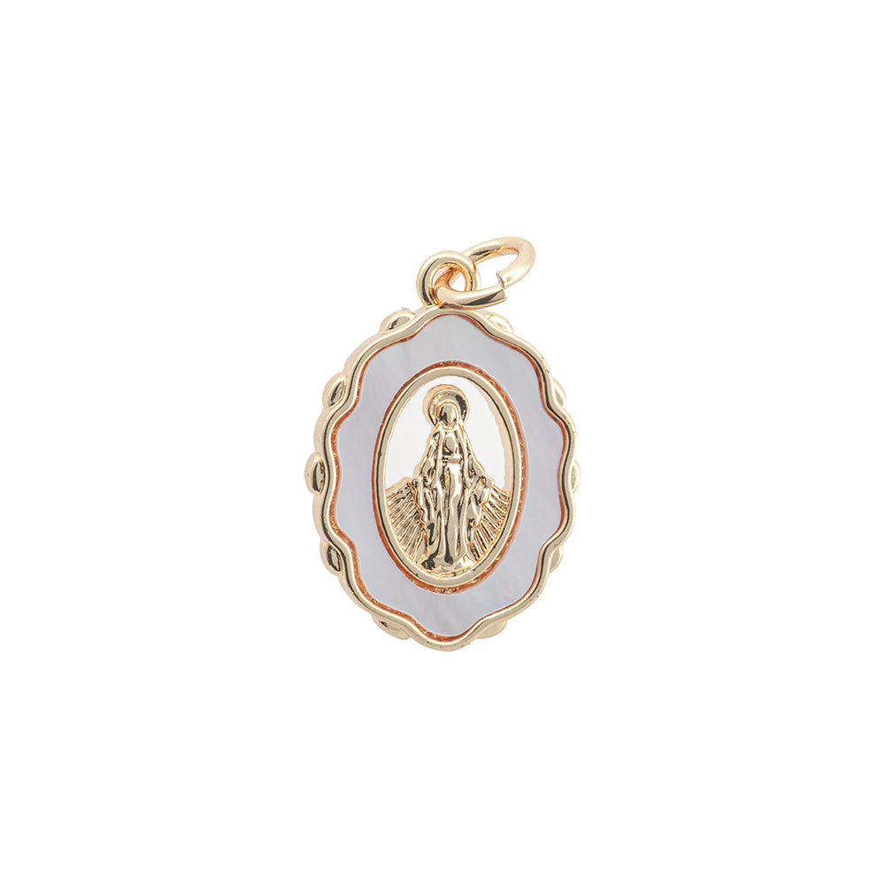 Medalla Jesús con Madre Perla 18x13mm Dorado
