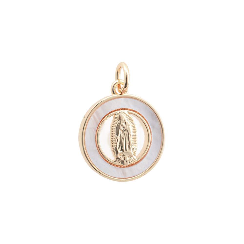 Medalla Virgen de Guadalupe con Madre Perla 16x14mm Dorado
