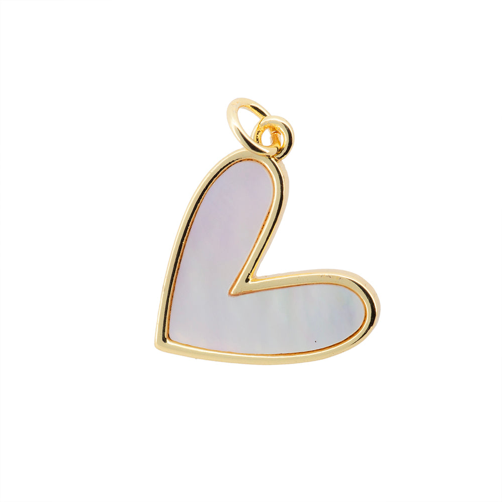 Dije Corazón con Madre Perla 17mm Dorado