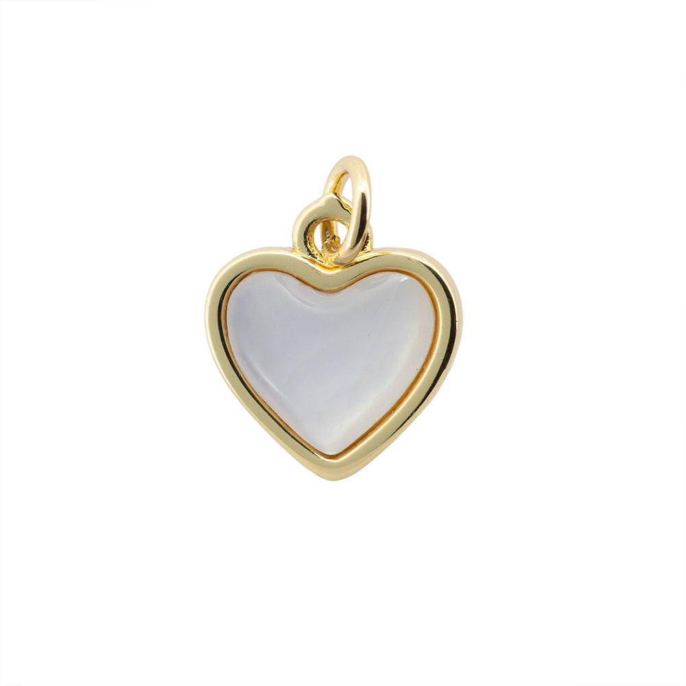 Dije Corazón con Madre Perla 13x12mm Dorado