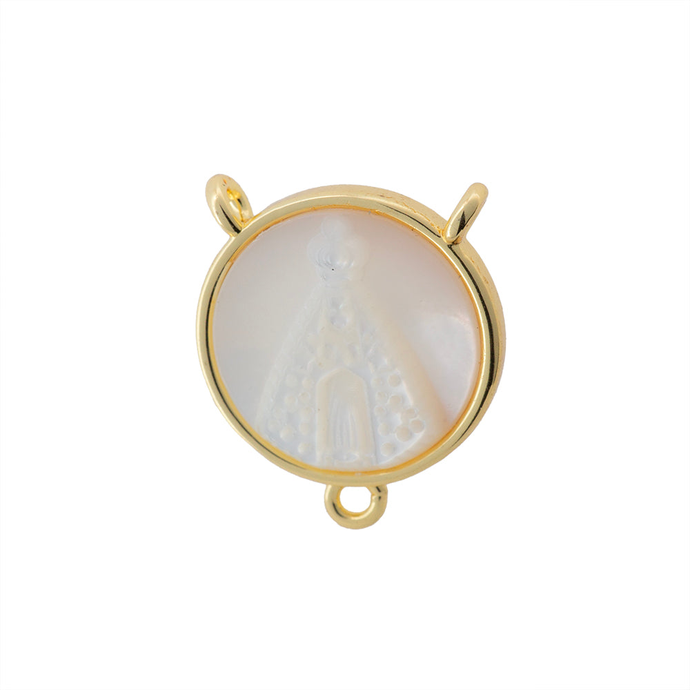 Dije Virgen Centro de Rosario con Madre Perla 16.5x14mm Dorado