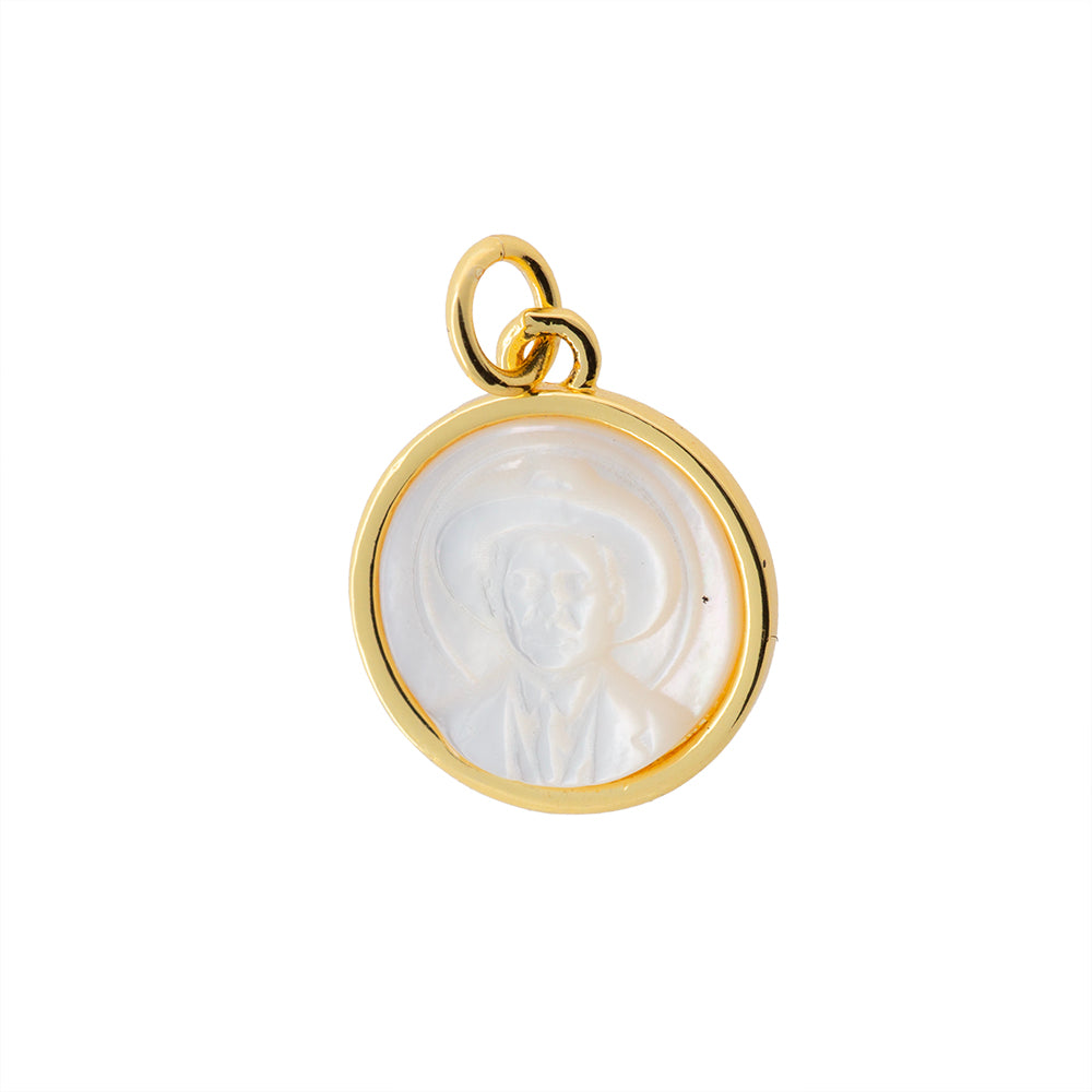 Dije Biselado con Madre Perla 16.5x14mm Dorado