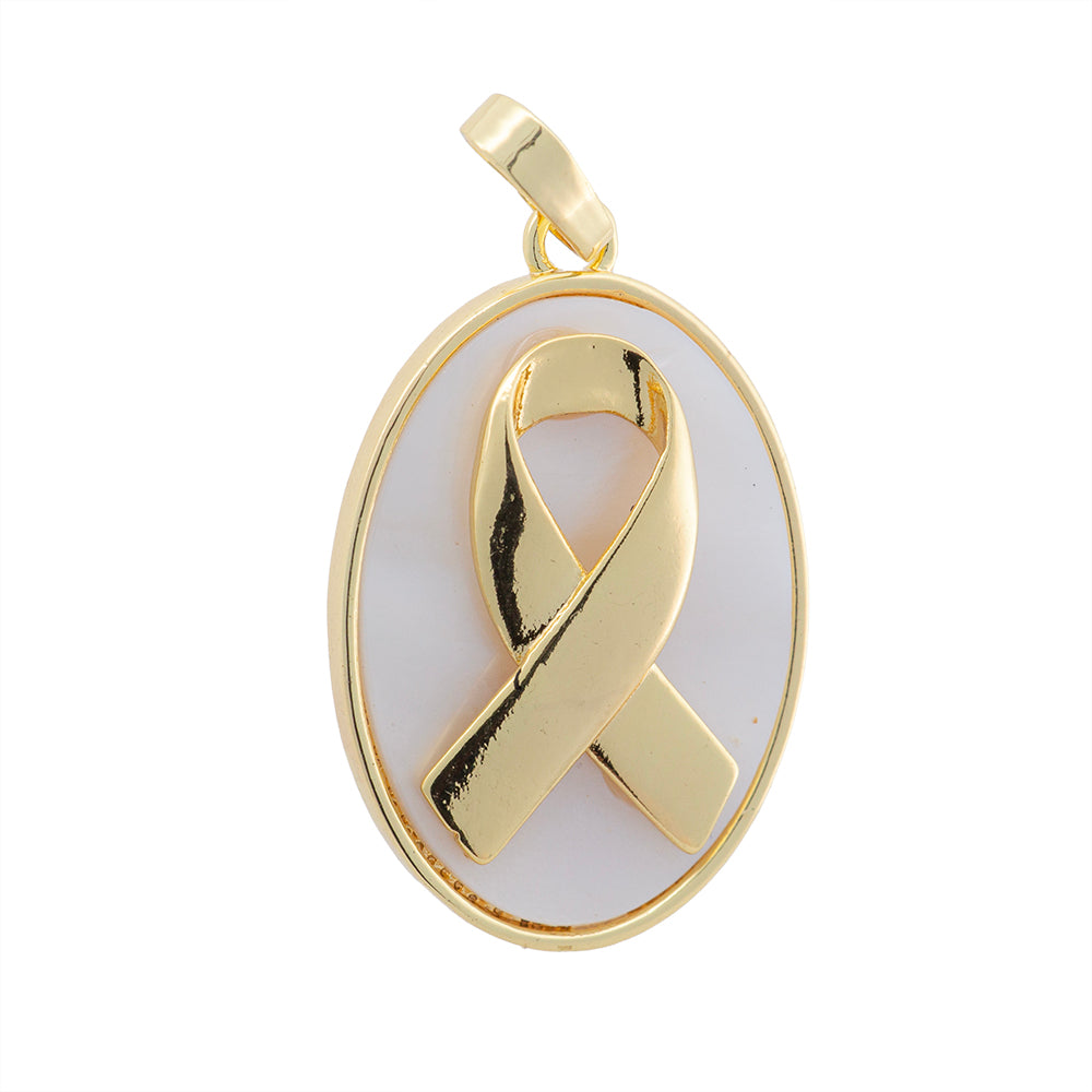 Dije Listón con Madre Perla 28x18mm Dorado