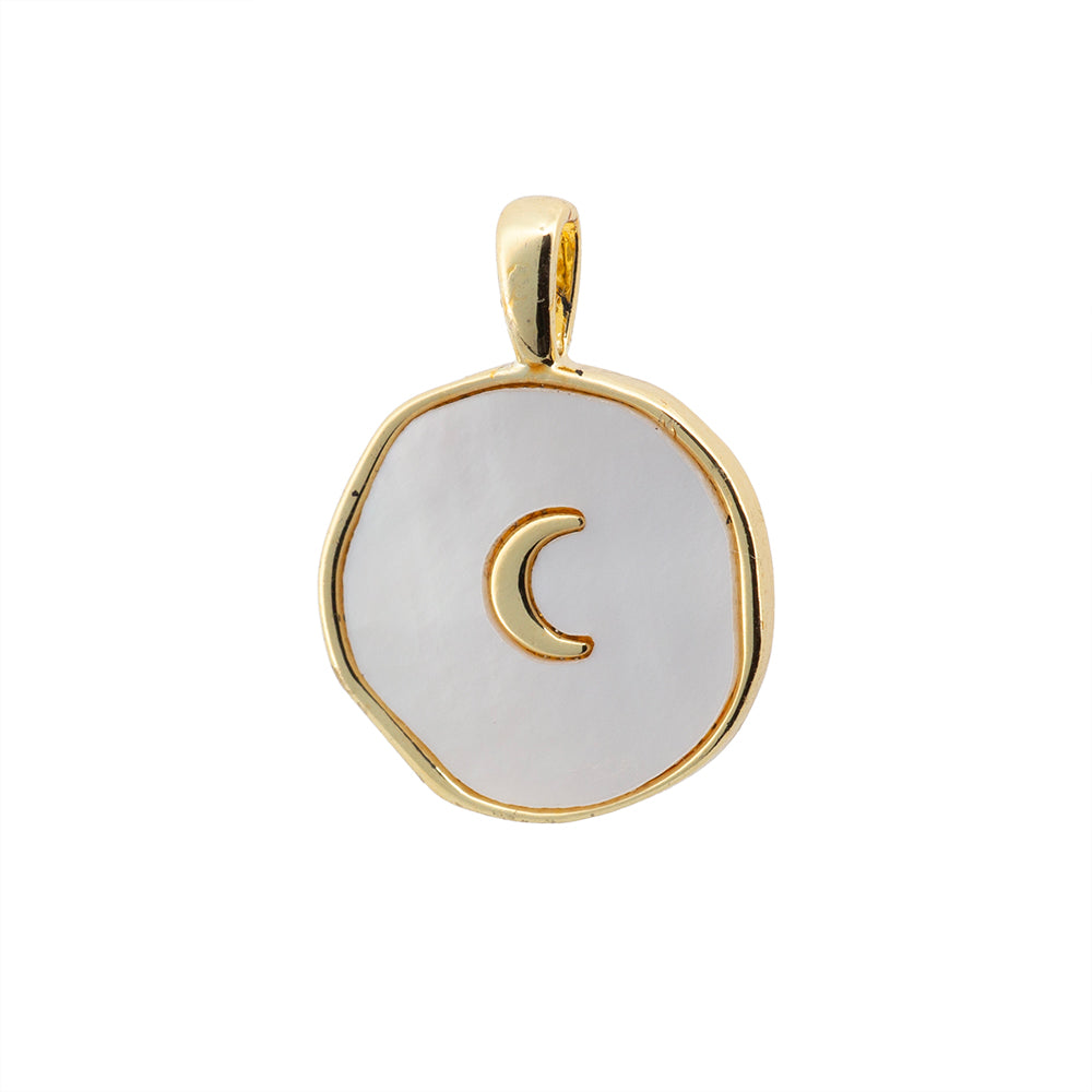 Dije Luna con Madre Perla 20x15mm Dorado