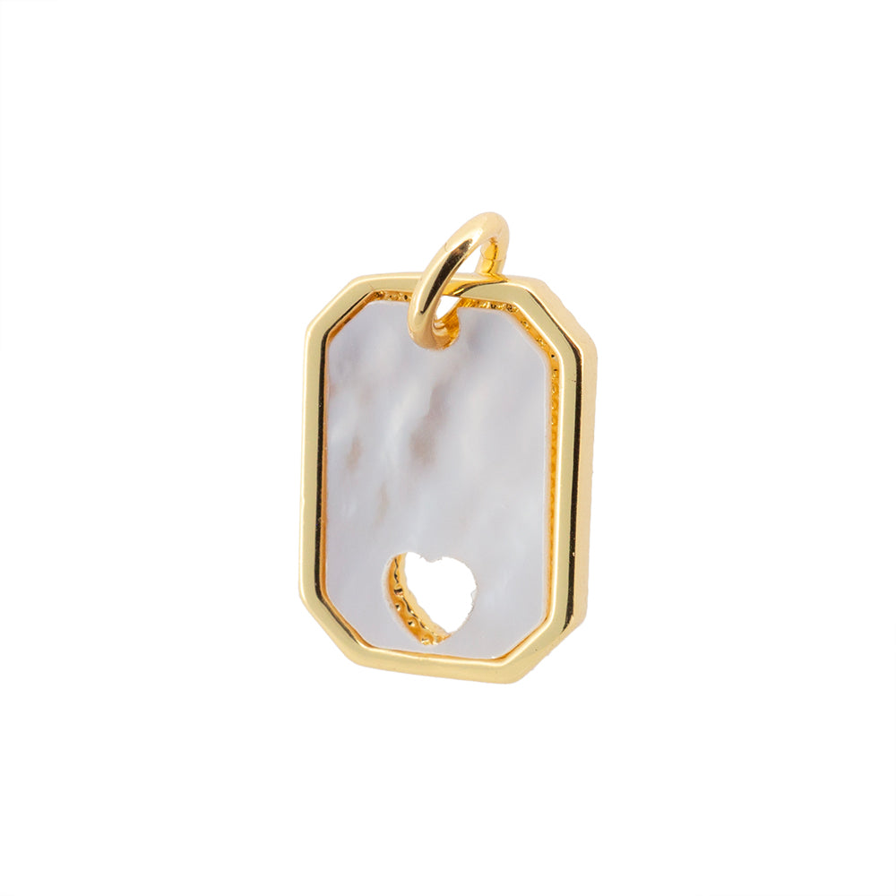 Dije Corazón con Madre Perla 13.5x10mm Dorado