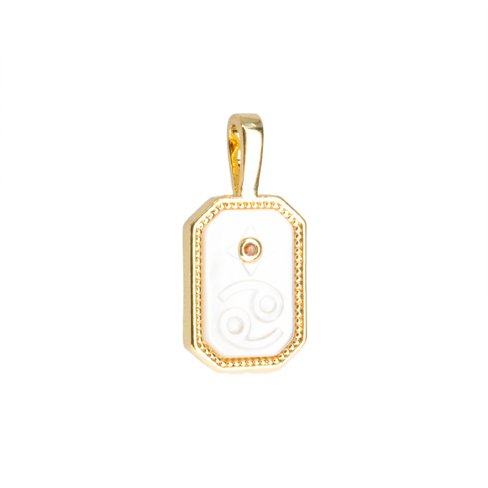 Dije Signo Cáncer con Madre Perla 20x10mm Dorado