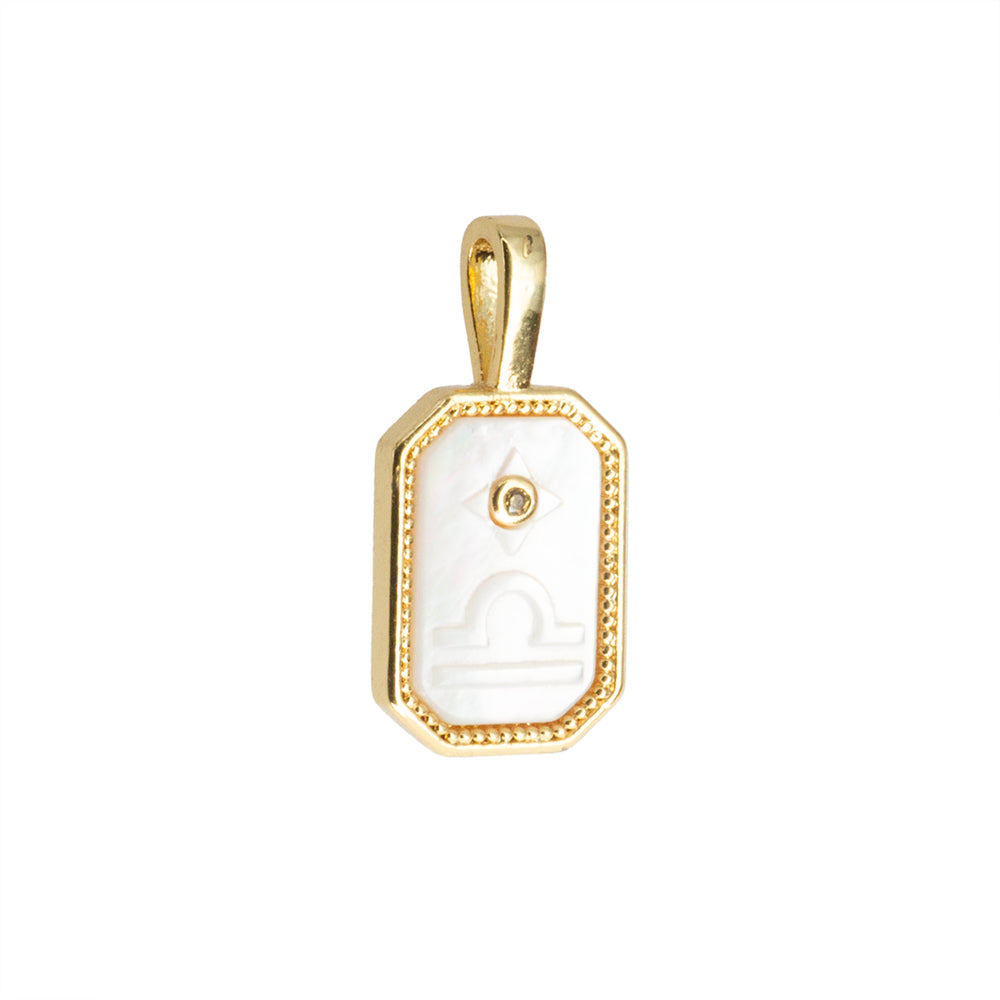 Dije Signo Libra con Madre Perla 20x10mm Dorado