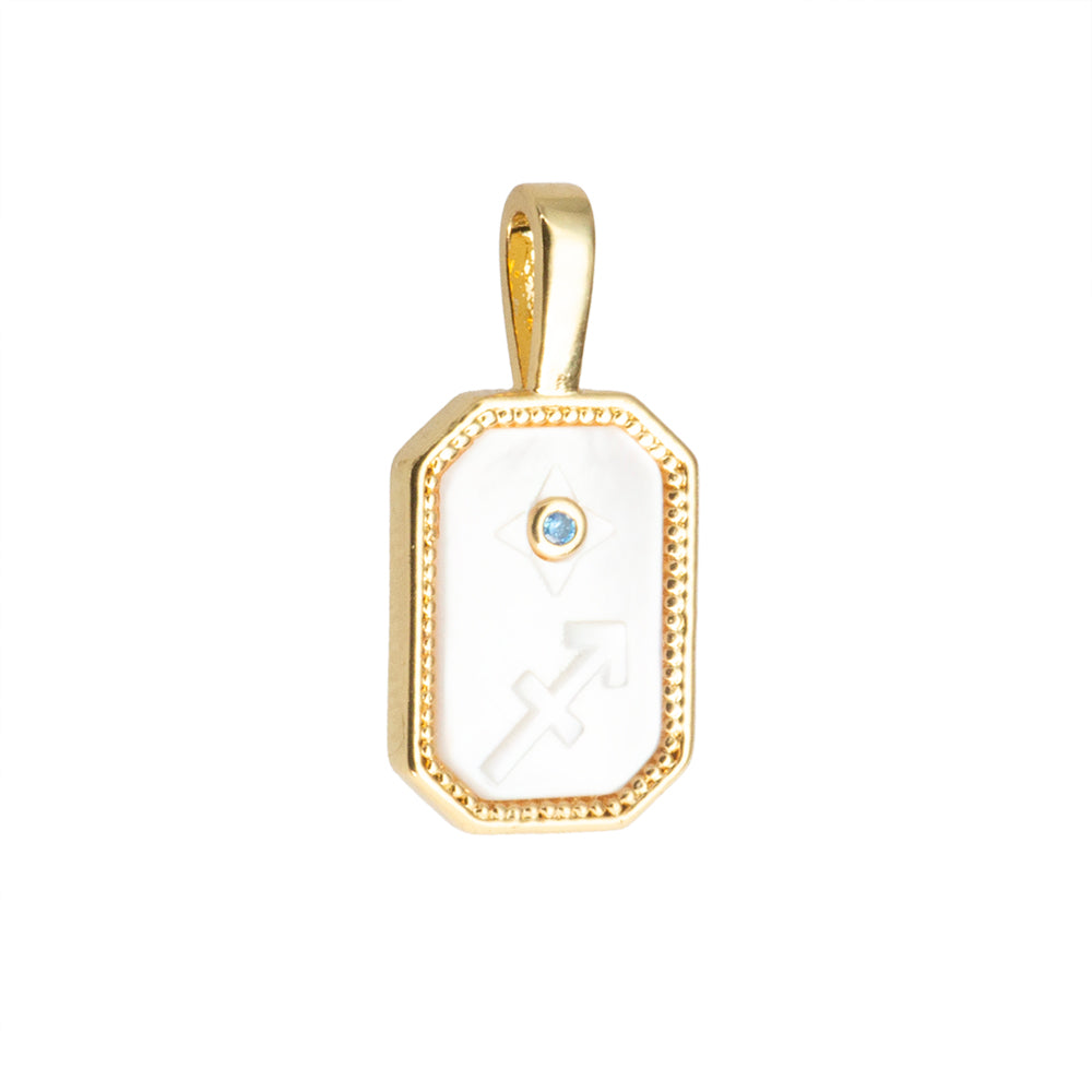 Dije Signo Sagitario con Madre Perla 20x10mm Dorado