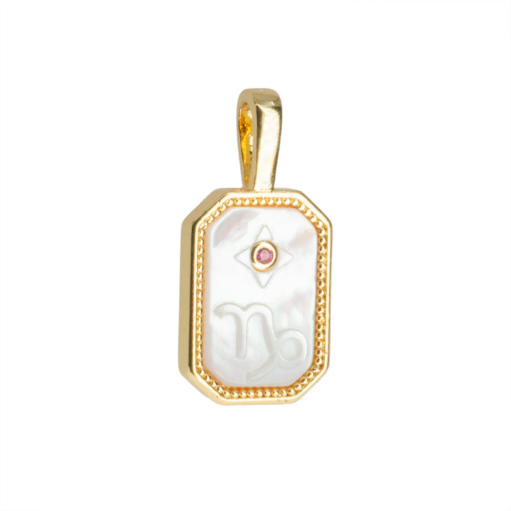 Dije Signo Capricornio con Madre Perla 20x10mm Dorado