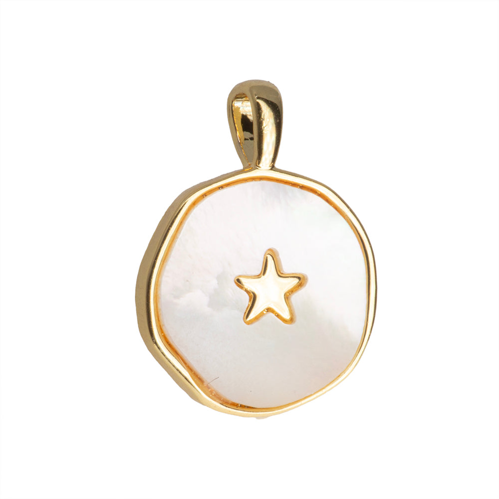 Dije Estrella con Madre Perla 20x15mm Dorado