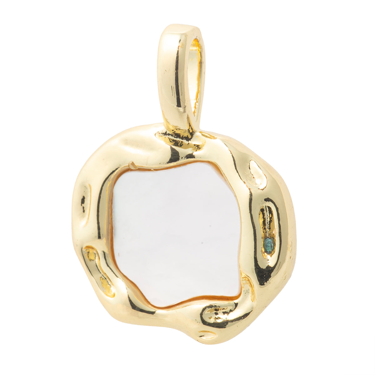 Dije Cuadro Orgánico con Madre Perla 20x15mm Dorado