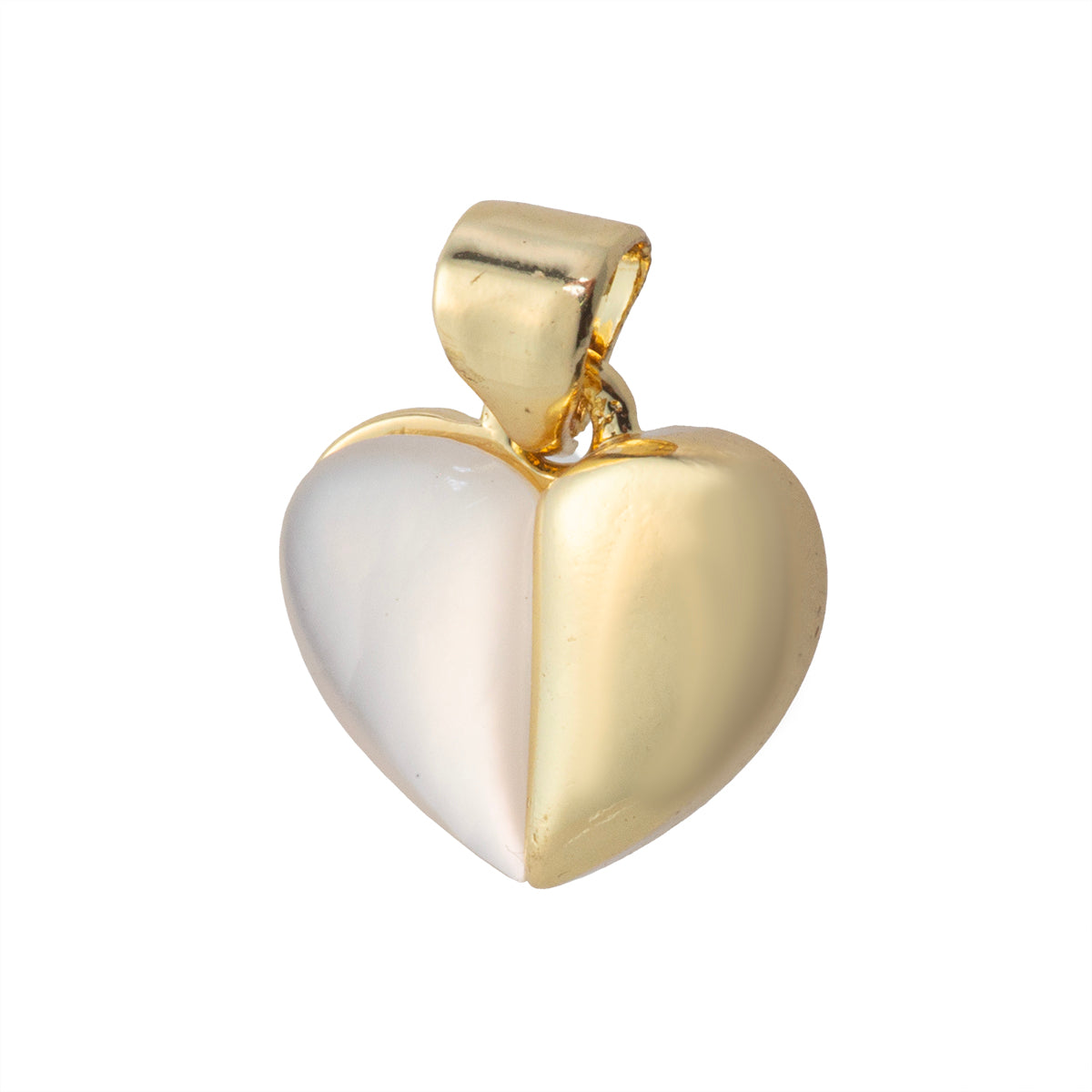 Dije Corazón con Madre Perla 12x12.5mm Dorado