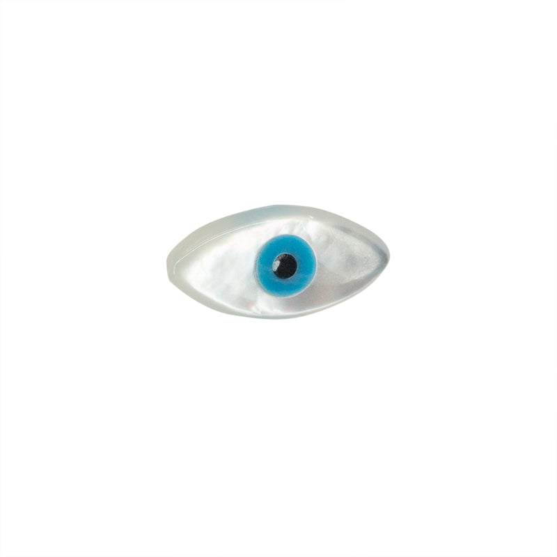 Separador Madre Perla Oval con Ojo Turco 14x7mm Blanco