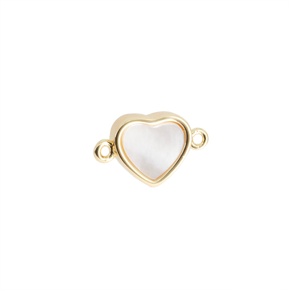Separador Corazón con Madre Perla 11.4x7mm Dorado