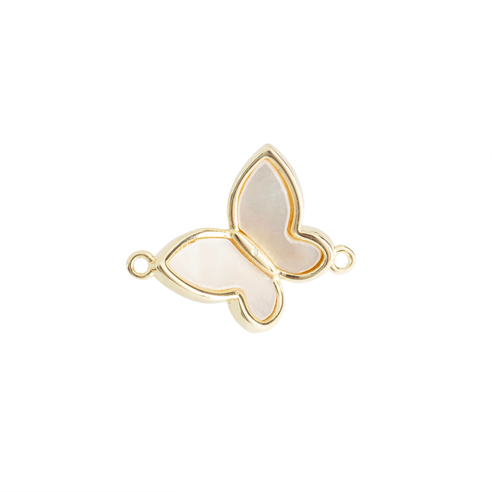Separador Mariposa con Madre Perla 16.5x13mm Dorado
