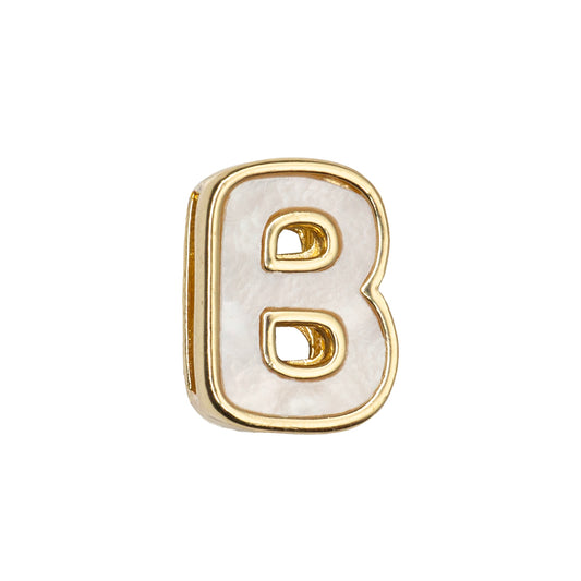 Separador Chapa con Madre Perla Letra B 10x14mm Dorado