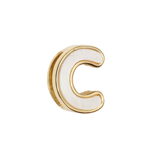 Separador Chapa con Madre Perla Letra C 10x14mm Dorado