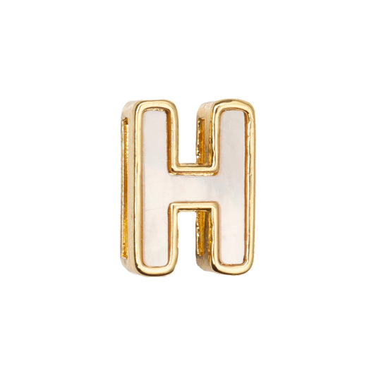 Separador Chapa con Madre Perla Letra H 10x14mm Dorado