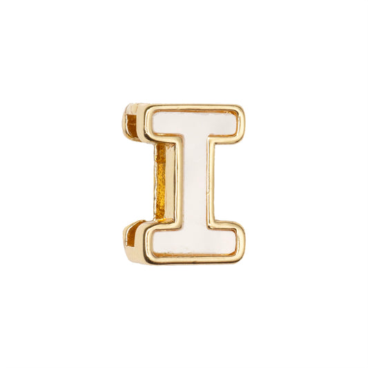Separador Chapa con Madre Perla Letra I 10x14mm Dorado