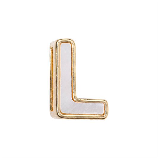 Separador Chapa con Madre Perla Letra L 10x14mm Dorado