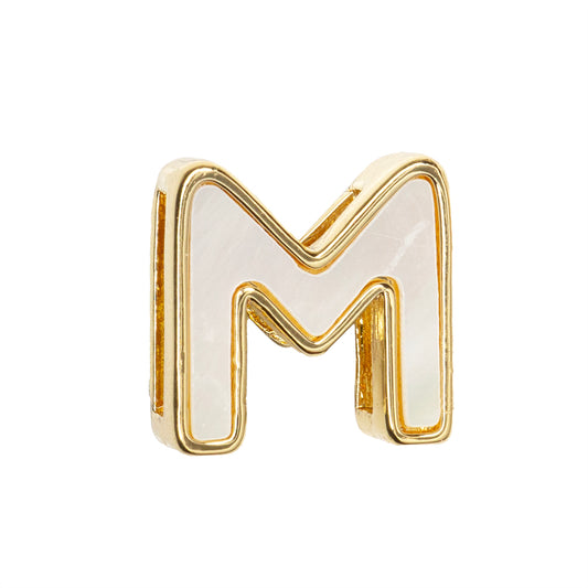 Separador Chapa con Madre Perla Letra M 10x14mm Dorado