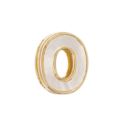 Separador Chapa con Madre Perla Letra O 10x14mm Dorado